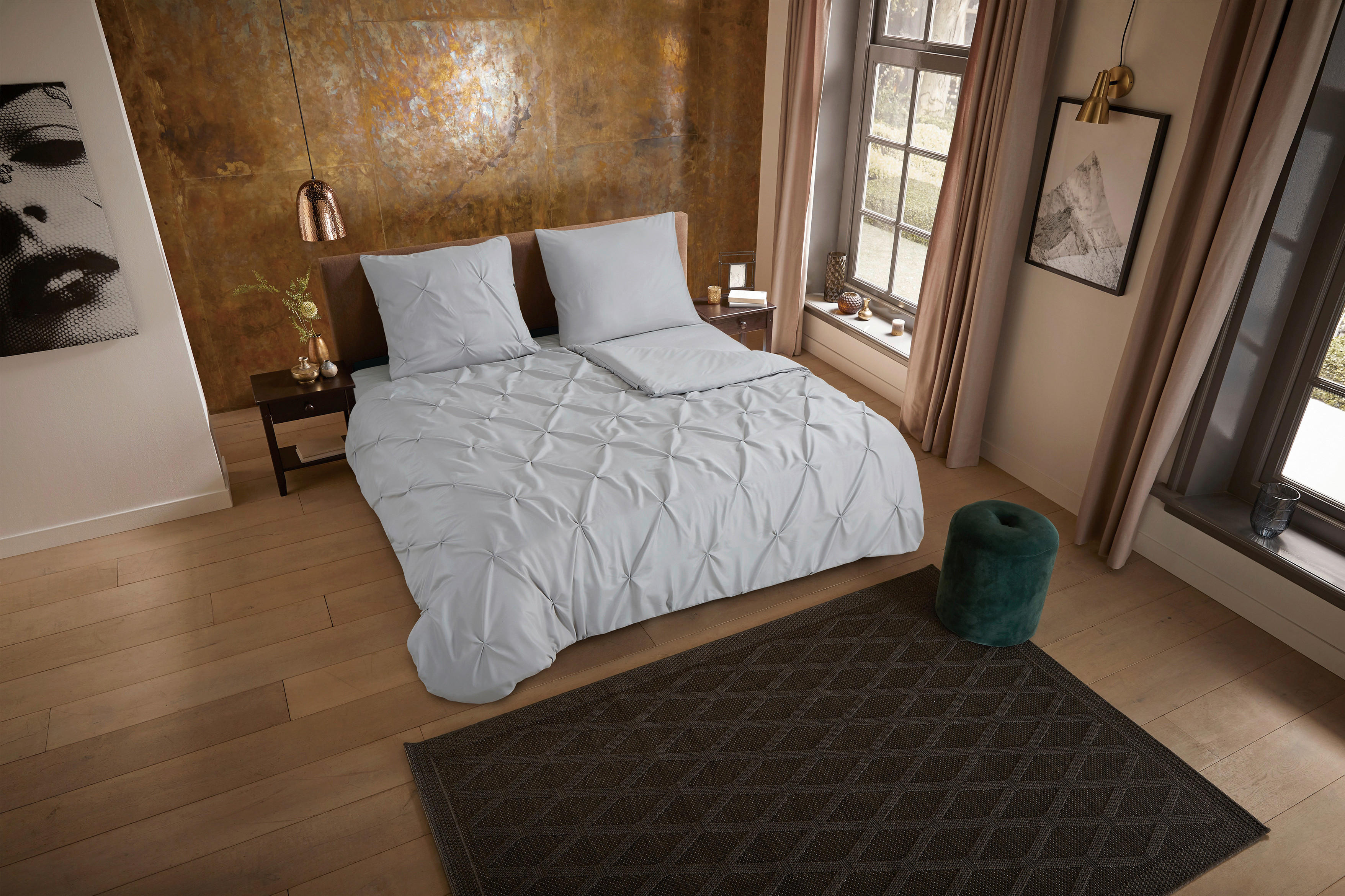 Thumbnail - Microfaser Bettwäsche Elegance silber Polyester B/L: ca. 200x200 cm