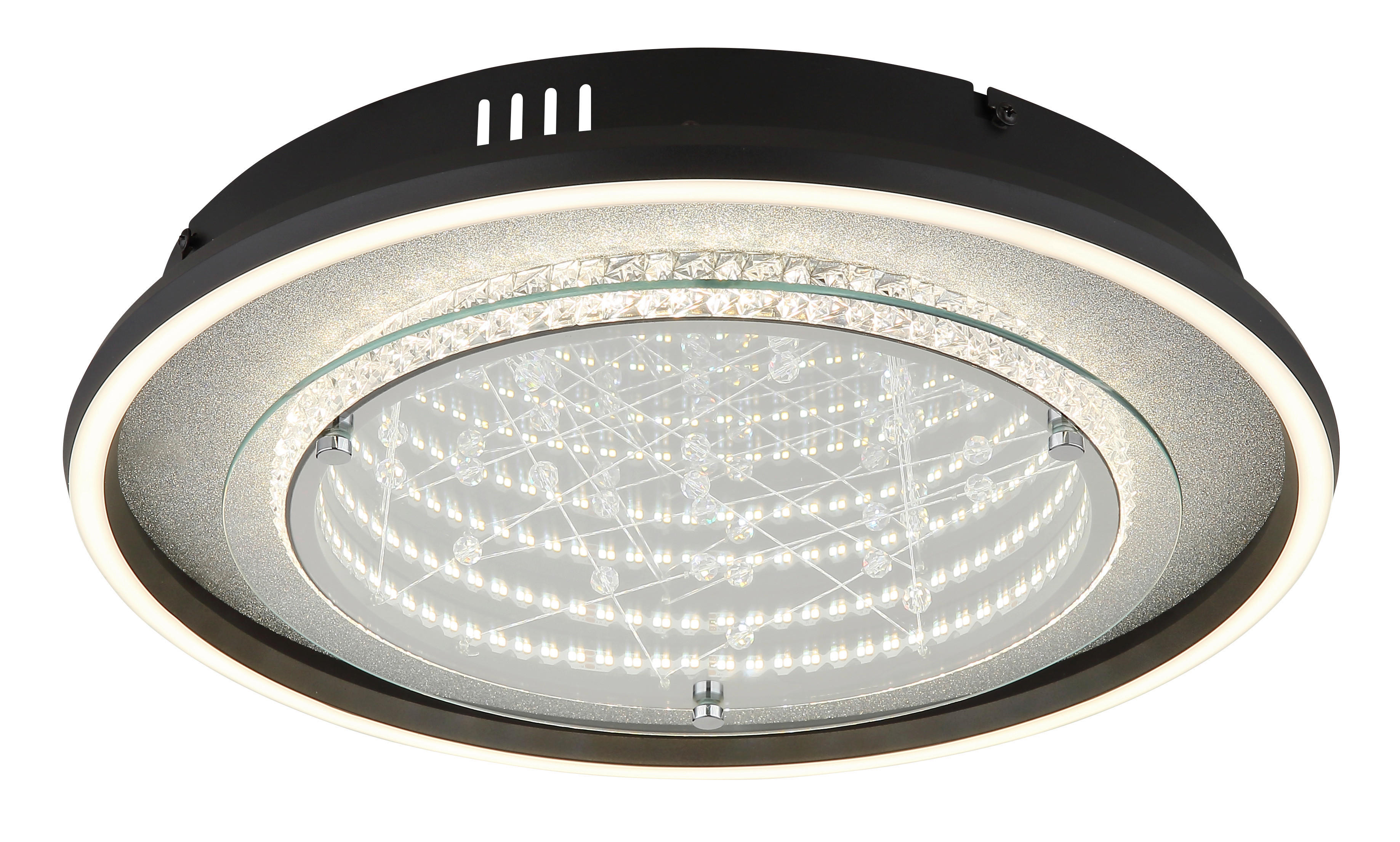 GLOBO Deckenleuchte silber klar schwarz Aluminium Glas Kunststoff H/D: ca. 6,8x40 cm 1 Brennstellen Mirrora - klar/schwarz (40,00/6,80cm) - GLOBO