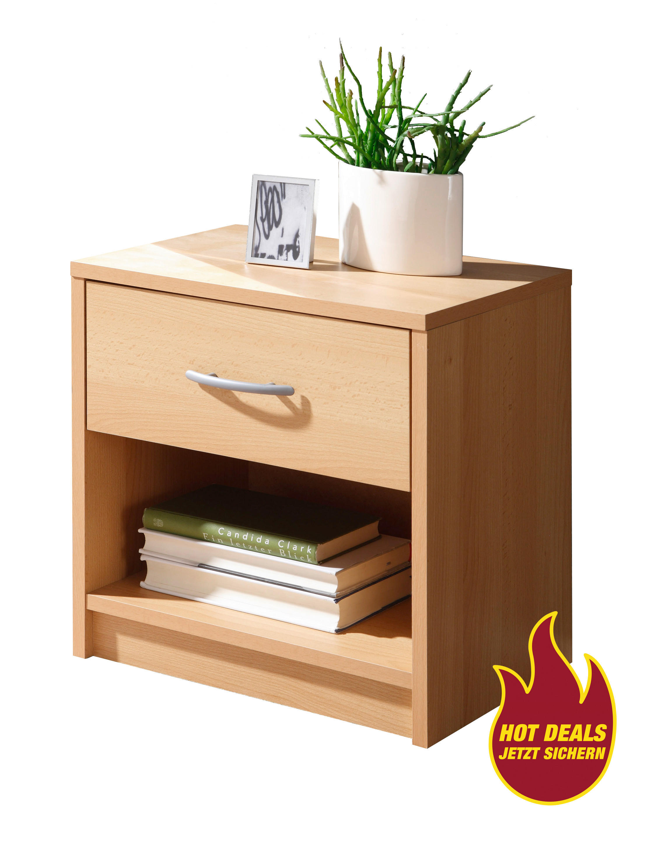 Nachtkonsole Pepe buche Nachbildung B/H/T: ca. 39x41x28 cm Pepe - buche/Silbergrau (39,00/41,00/28,00cm)