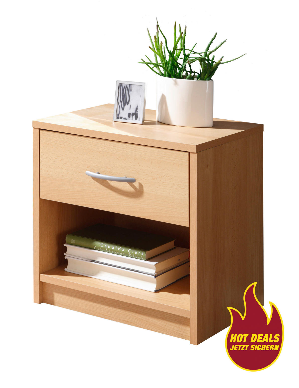 Nachtkonsole Pepe buche Nachbildung B/H/T: ca. 39x41x28 cm Pepe - buche/Silbergrau (39,00/41,00/28,00cm)
