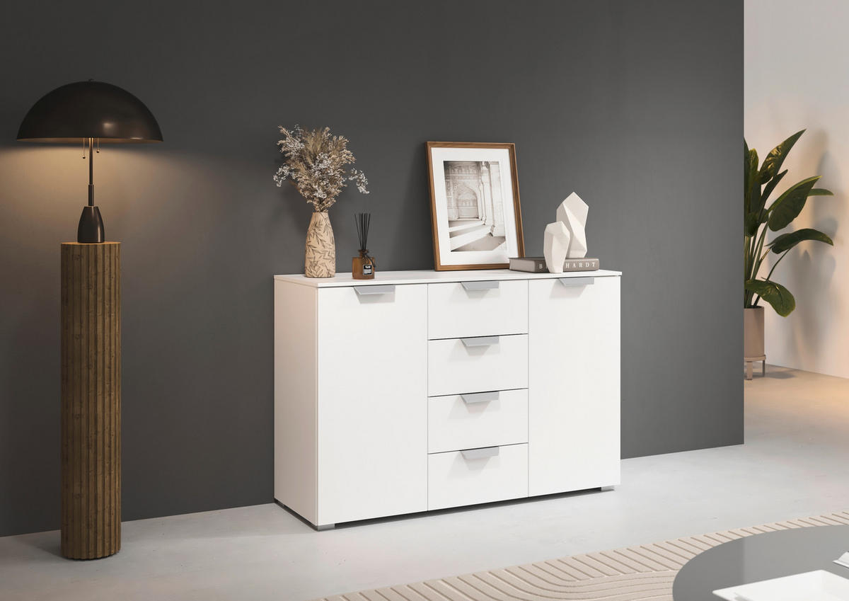 Kombikommode Aditio Alpinweiß B/H/T: ca. 120x81x43 cm Aditio - Alpinweiß/Alu (120,00/81,00/43,00cm)