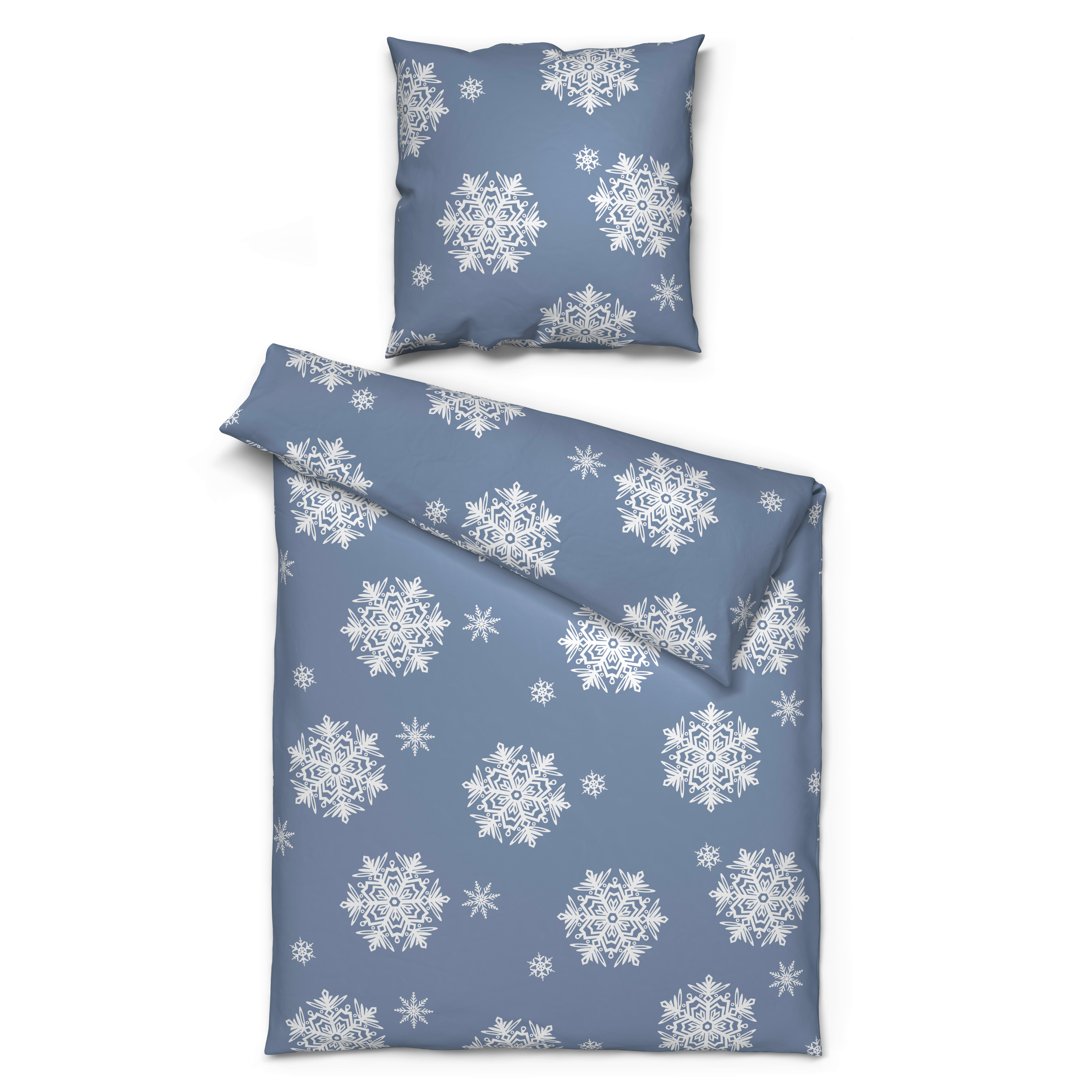 Baumwoll Bettwäsche Biber Bettwäsche_Biber Flocken 135x200cm - blau (135,00/200,00cm)