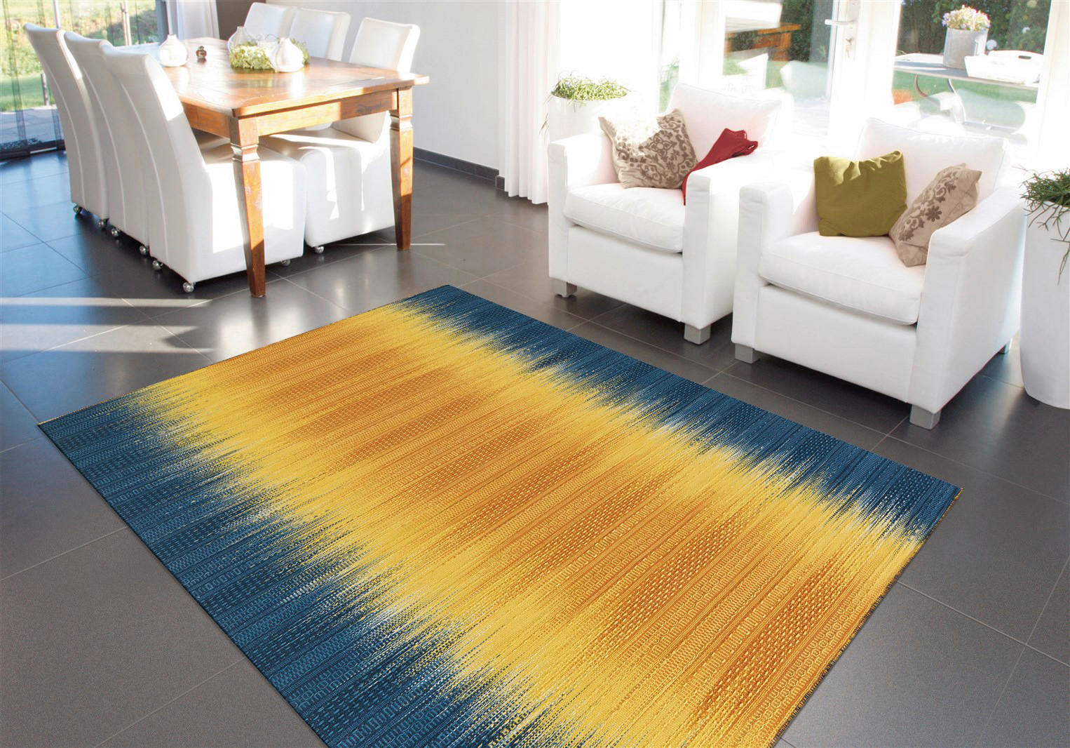 Arte Espina Outdoorteppich Sunset 8070 gelb B/L: ca. 90x160 cm Sunset 8070 - blau/gelb (90,00/160,00cm) - Arte Espina