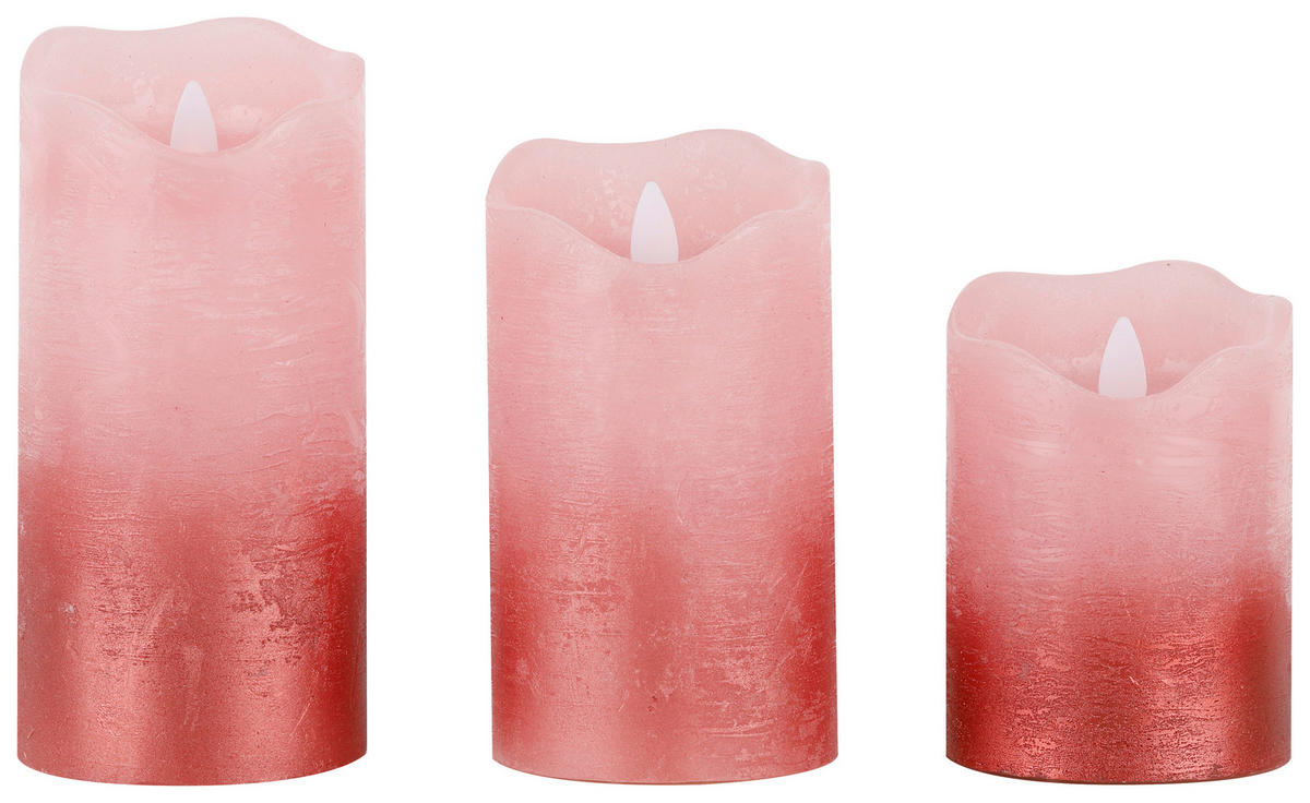 LED-Kerzen 3er Set weiß LED-Kerzen_flammenlos_3erSet - weiß/rot