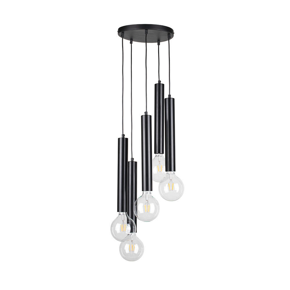 SPOT Light Pendelleuchte 16709504R schwarz Metall H/D: ca. 100x30 cm E27 5 Brennstellen Barrel - schwarz (30,00/100,00cm) - SPOT Light