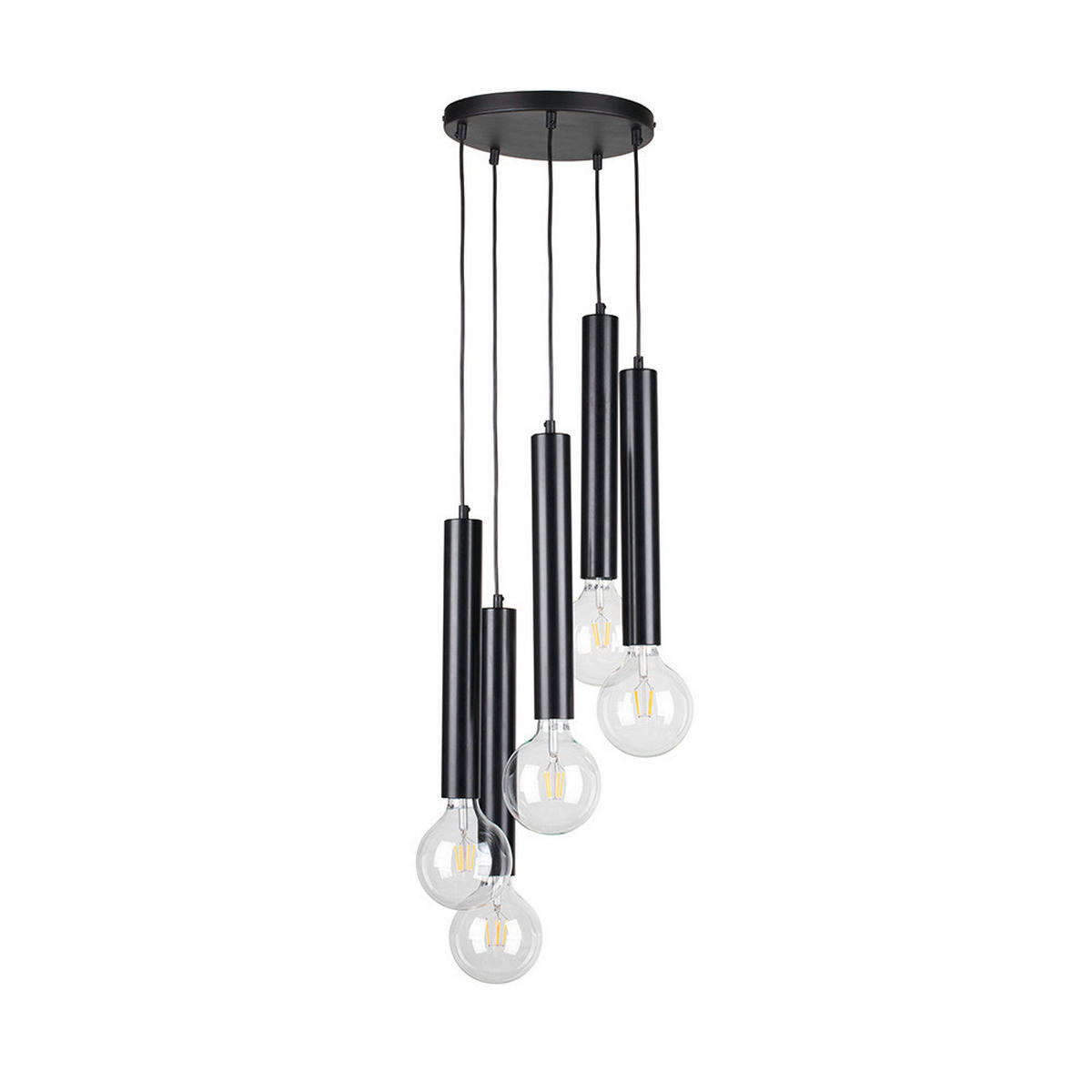 SPOT Light Pendelleuchte 16709504R schwarz Metall H/D: ca. 100x30 cm E27 5 Brennstellen Barrel - schwarz (30,00/100,00cm) - SPOT Light