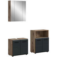 Badezimmer-Set Ice Nox Oak Nachbildung schwarz matt B/H/T: ca. 135x185x30 cm Ice - schwarz (135,00/185,00/30,00cm) - xonox.home