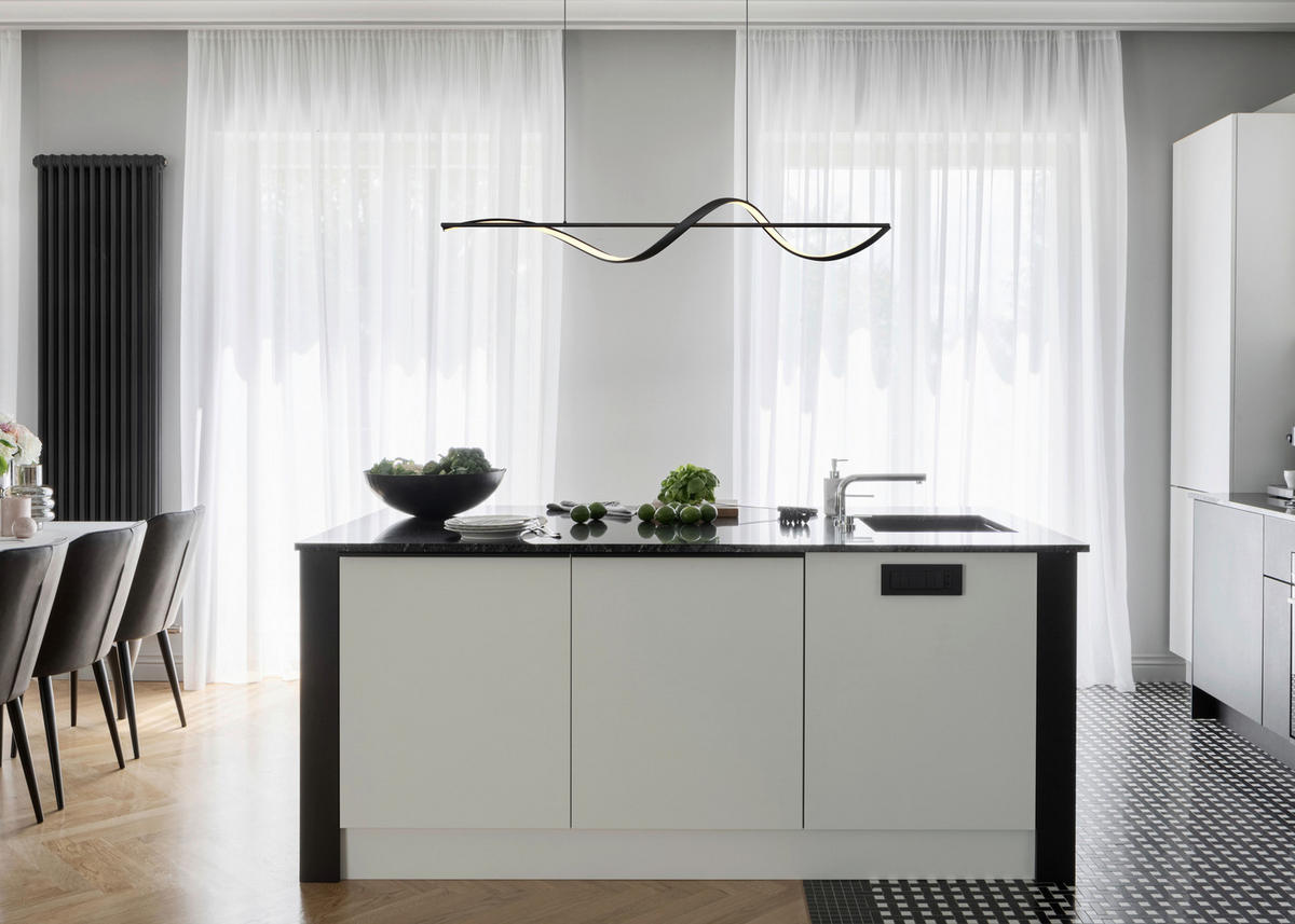 GLOBO LED-Pendelleuchte Opal schwarz Silikon Metall B/H/T: ca. 20x150x120 cm VIOLINO - schwarz/Opal (20,00/150,00/120,00cm) - GLOBO