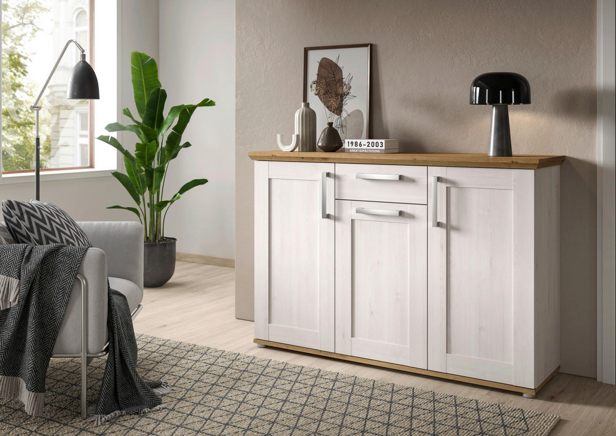 Kommode Verona Sibiu Lärche Nachbildung Eiche Artisan Nachbildung B/H/T: ca. 133x88x37 cm Verona - Eiche (133,00/88,00/37,00cm) - xonox.home