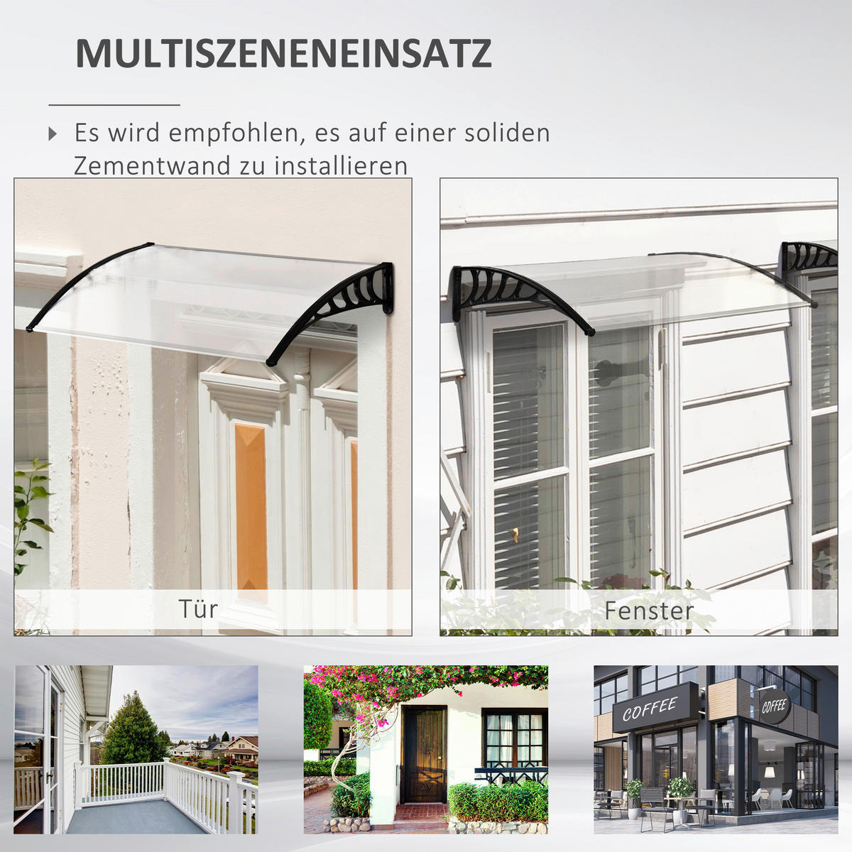 Outsunny Vordach weiß B/H/L: ca. 122x24x89 cm Vordach - weiß (89,00/122,00/24,00cm) - Outsunny