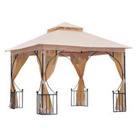Outsunny Gartenpavillon beige Metall B/H/L: ca. 300x275x300 cm Gartenpavillon_mit_Doppeldach - beige/schwarz (300,00/300,00/275,00cm) - Outsunny