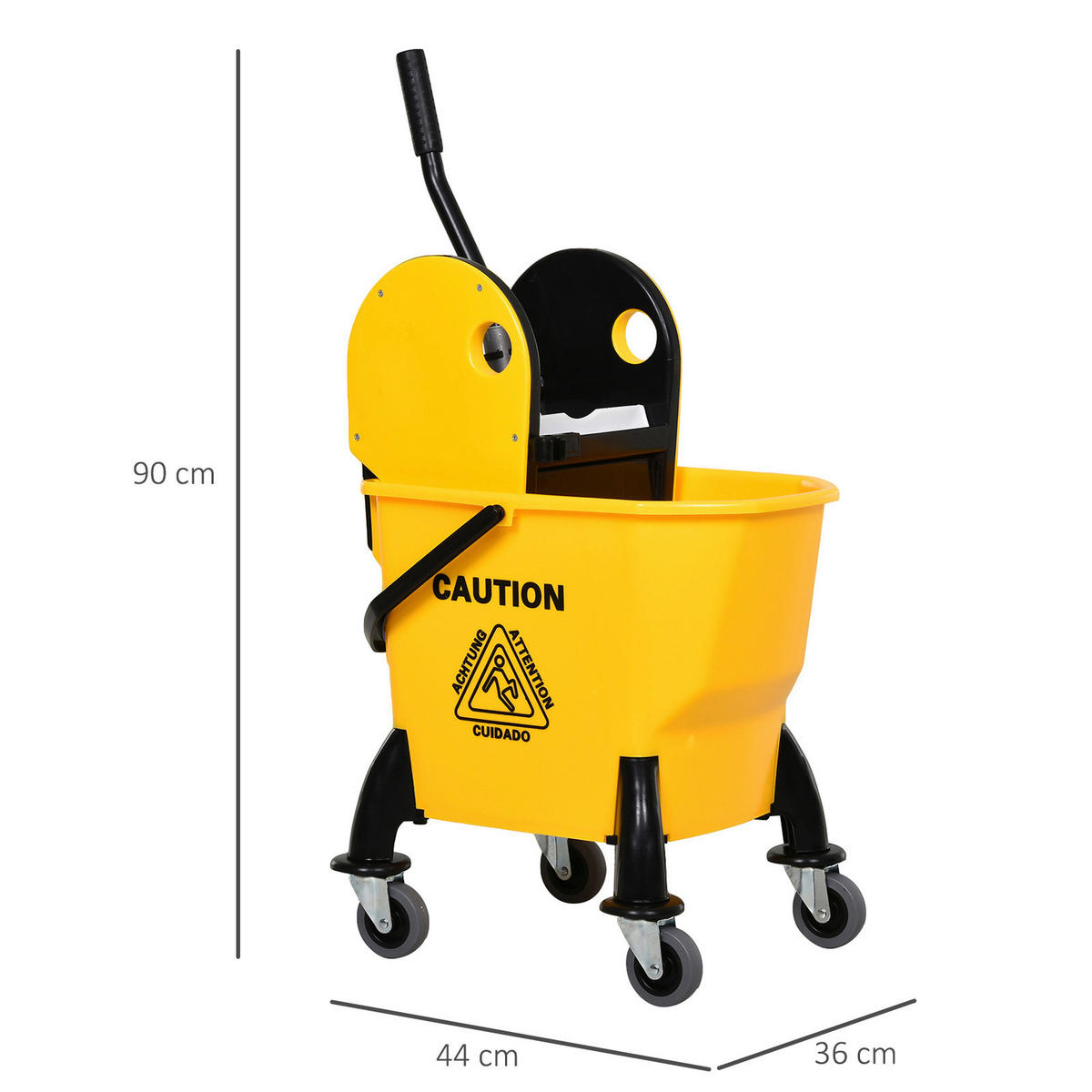 HOMCOM Wischwagen gelb Kunststoff B/H/T: ca. 44x90x36 cm Wischwagen - gelb/schwarz (44,00/90,00/36,00cm) - HOMCOM