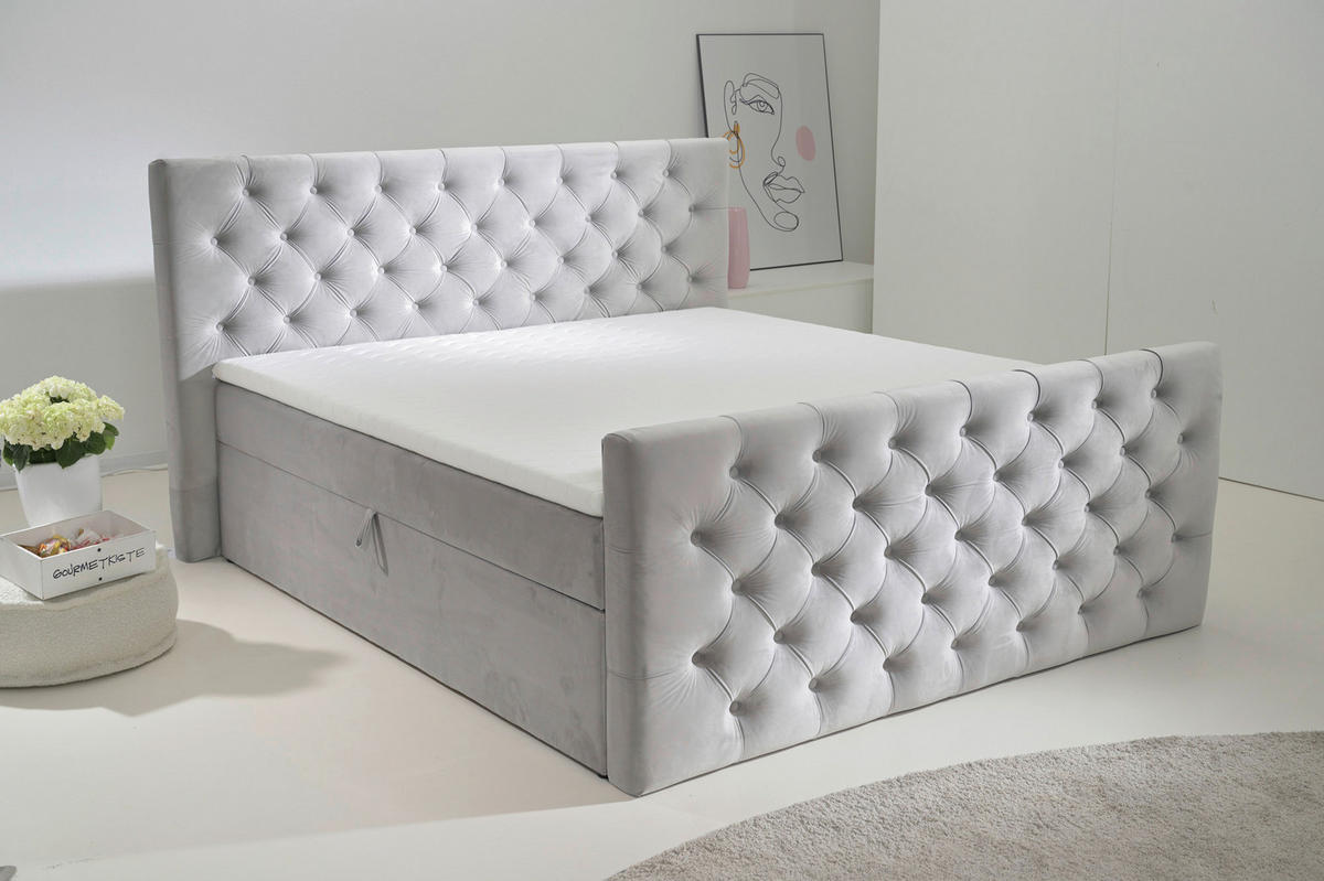 Boxbett Glow Silbergrau Liegefläche B/L: ca. 180x200 cm Glow - Silbergrau (200,00/117,00/224,00cm)