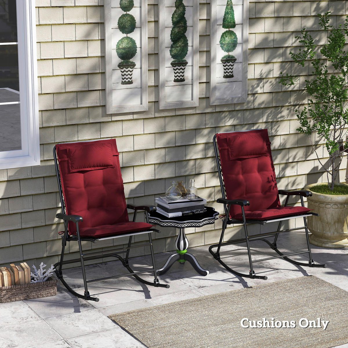 Outsunny Liegenauflage 2er Set weinrot Polyester B/H/L: ca. 50x5x116 cm Liegenauflage 2er Set - weinrot (116,00/50,00/5,00cm) - Outsunny