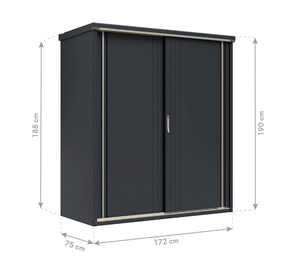 Takubo Geräteschrank Castra B/H/L: ca. 170x190x75 cm Castra - anthrazit (75,00/170,00/190,00cm) - Takubo