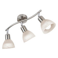 Nowa Spotbalken 81890301 warmweiß nickel matt Metall Glas H/D: ca. 16,8x10 cm E14 3 Brennstellen DAYTONA - warmweiß/nickel matt (10,00/16,80cm) - Nowa