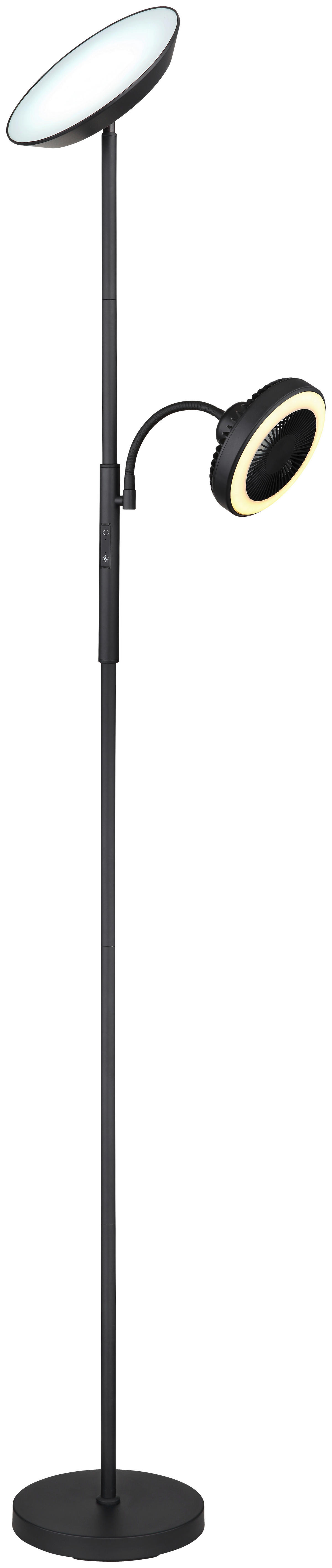 GLOBO Deckenfluter mattschwarz Chrom Metall Kunststoff B/H/T: ca. 25x178x33,7 cm DAVYD - Chrom/mattschwarz (25,00/178,00/33,70cm) - GLOBO