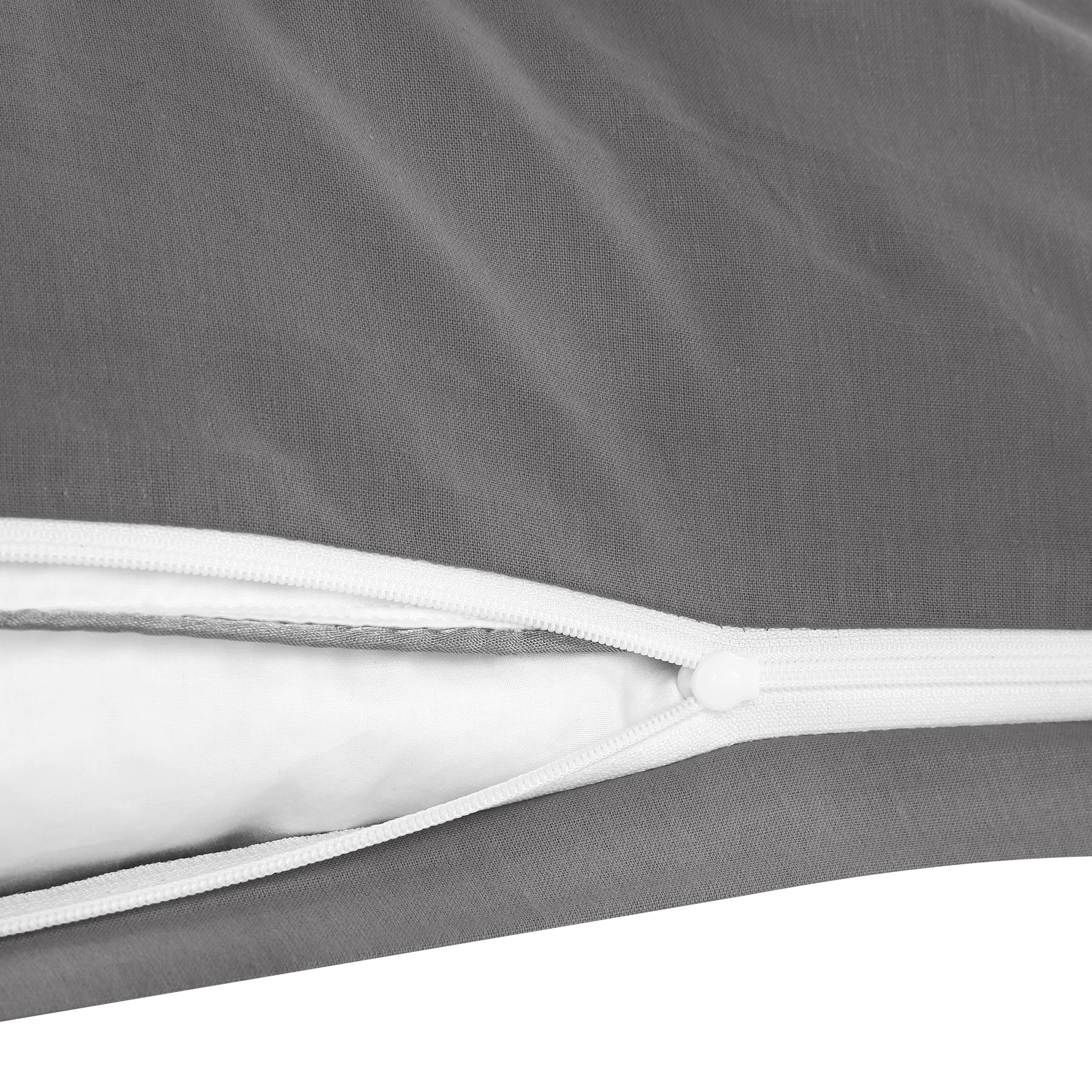 Kissenhülle Renforce Kissenbezug-Renforce_2erPack 40x80 - stahlgrau (40,00/80,00cm)