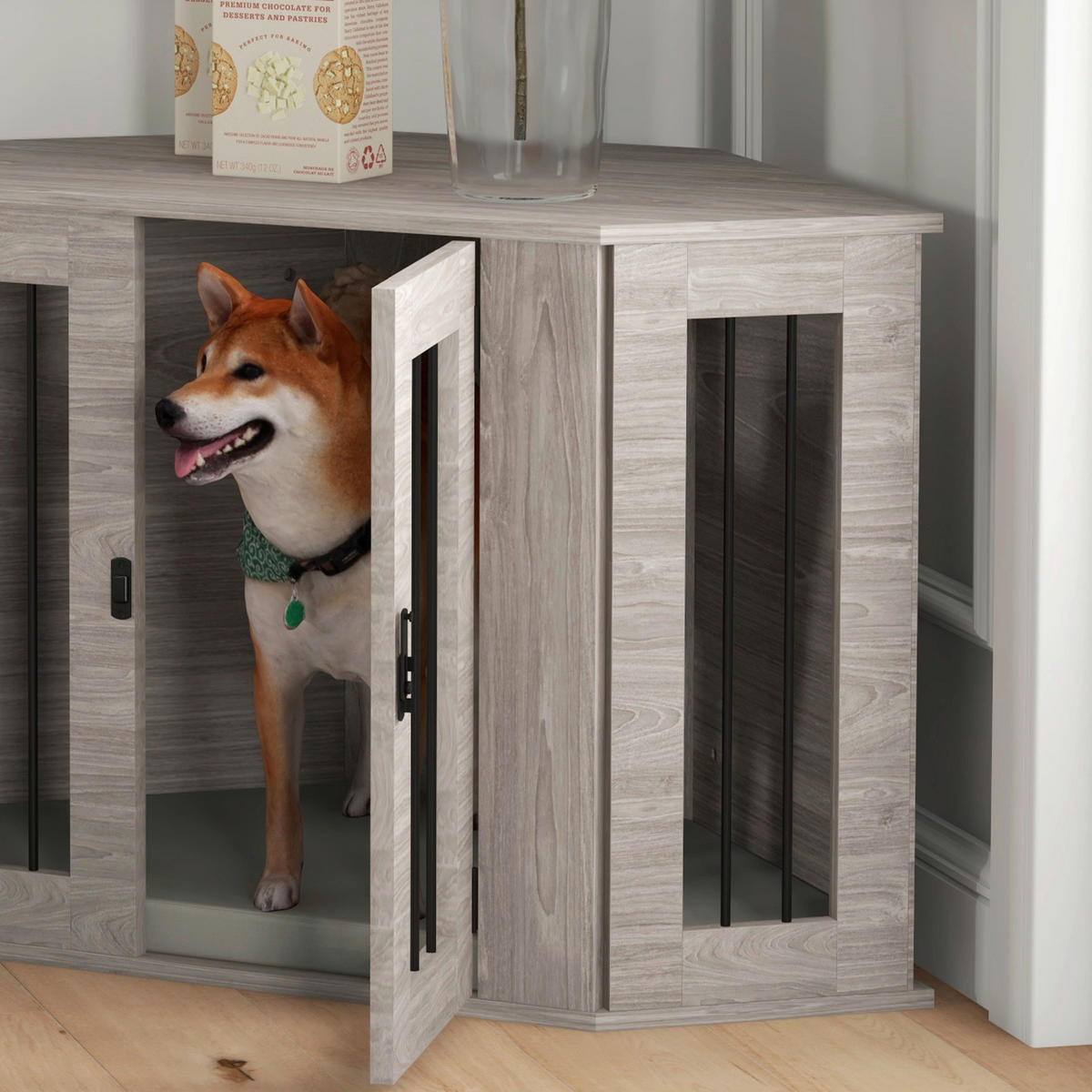 PawHut Hundekäfig walnuss Spanplatte B/H/L: ca. 55x63x104 cm Hundekäfig - walnuss (104,00/55,00/63,00cm) - PawHut