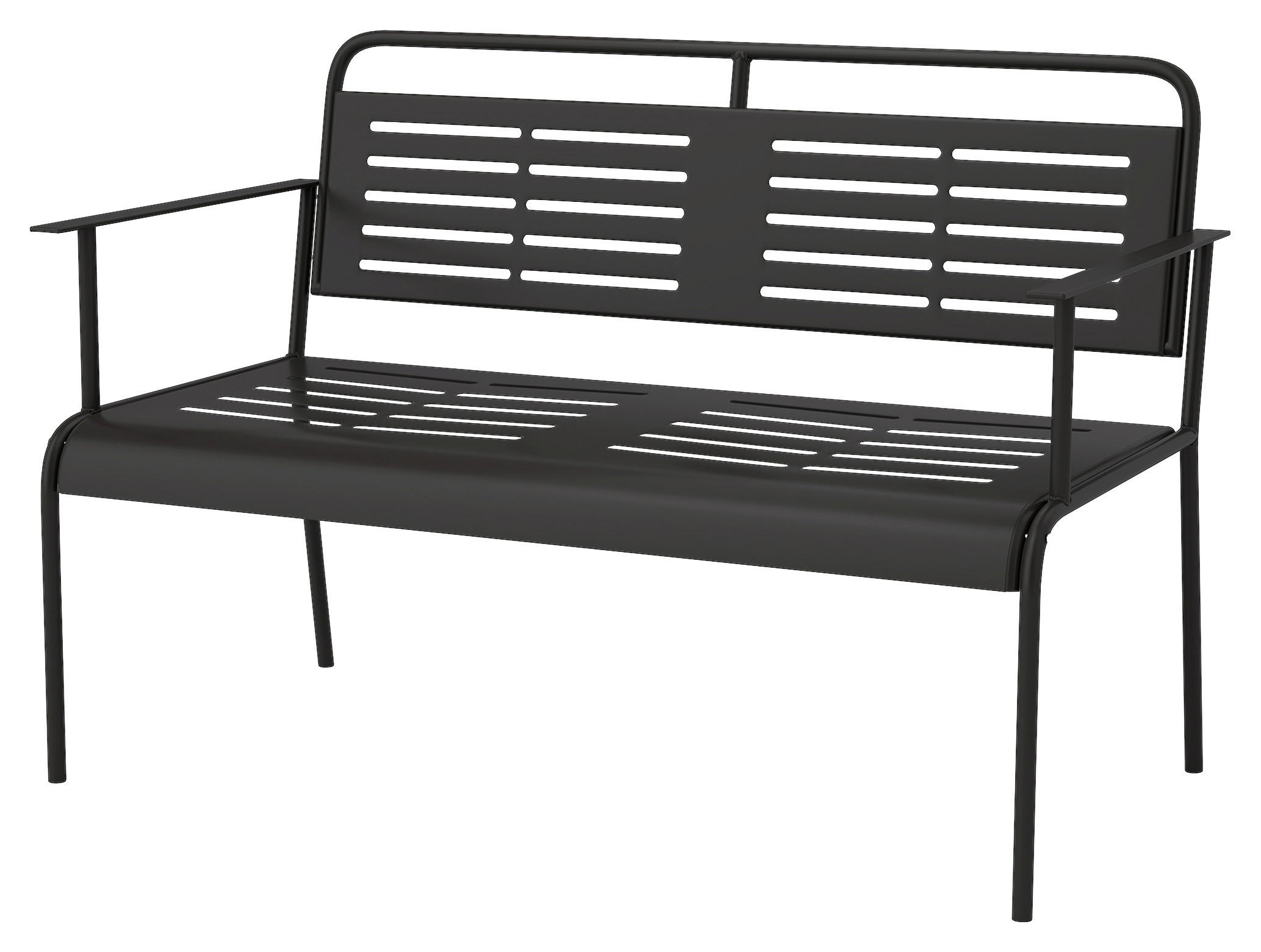 Outsunny Gartenbank schwarz Stahl B/H/L: ca. 64x84x121 cm Gartenbank - schwarz (121,00/64,00/84,00cm) - Outsunny