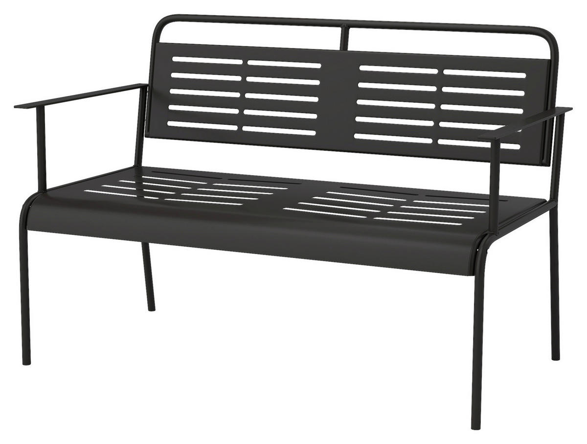 Outsunny Gartenbank schwarz Stahl B/H/L: ca. 64x84x121 cm Gartenbank - schwarz (121,00/64,00/84,00cm) - Outsunny