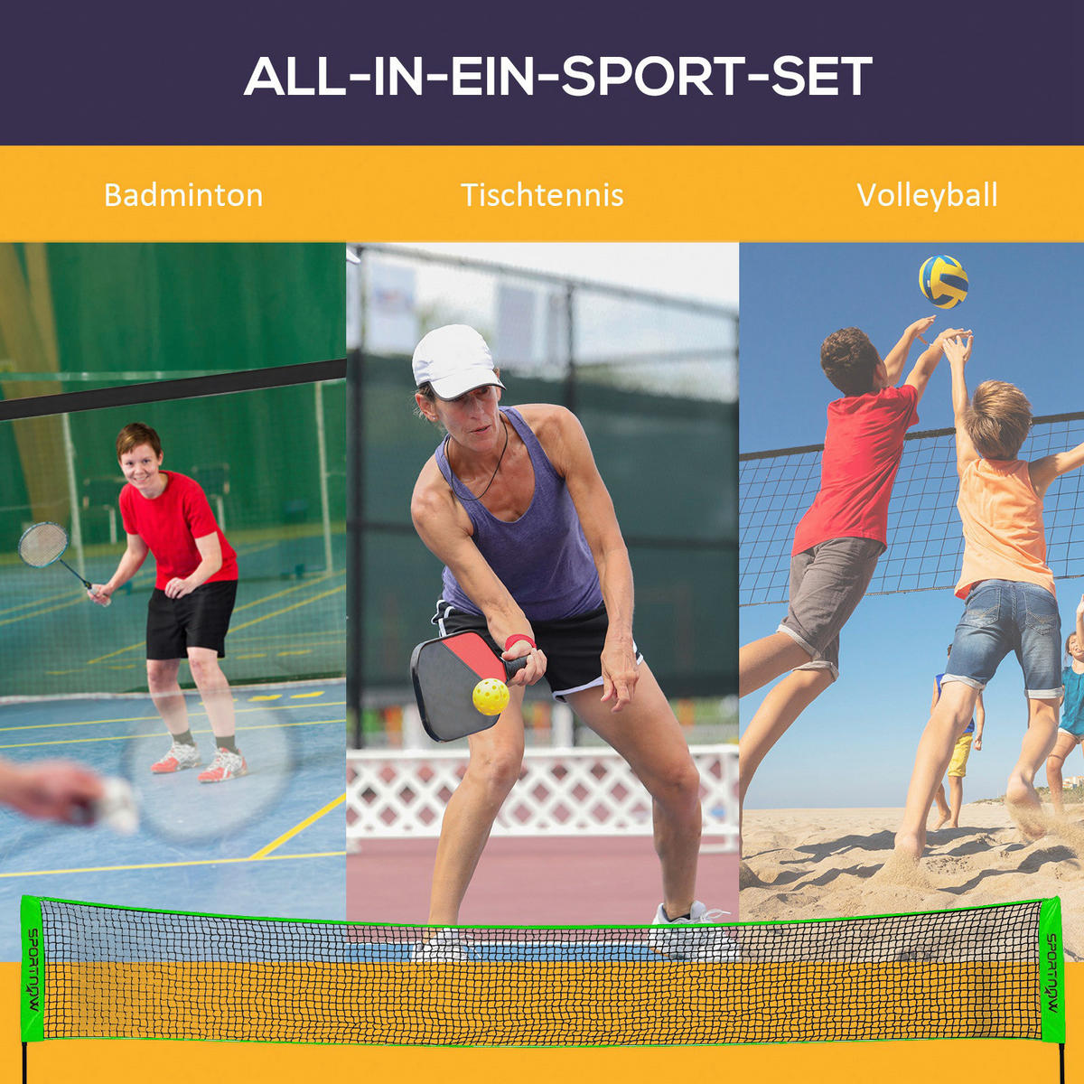 SPORTNOW Badminton-Set bunt Polyethylen B/H/L: ca. 103x155x510 cm Badminton-Set - bunt (510,00/103,00/155,00cm) - SPORTNOW