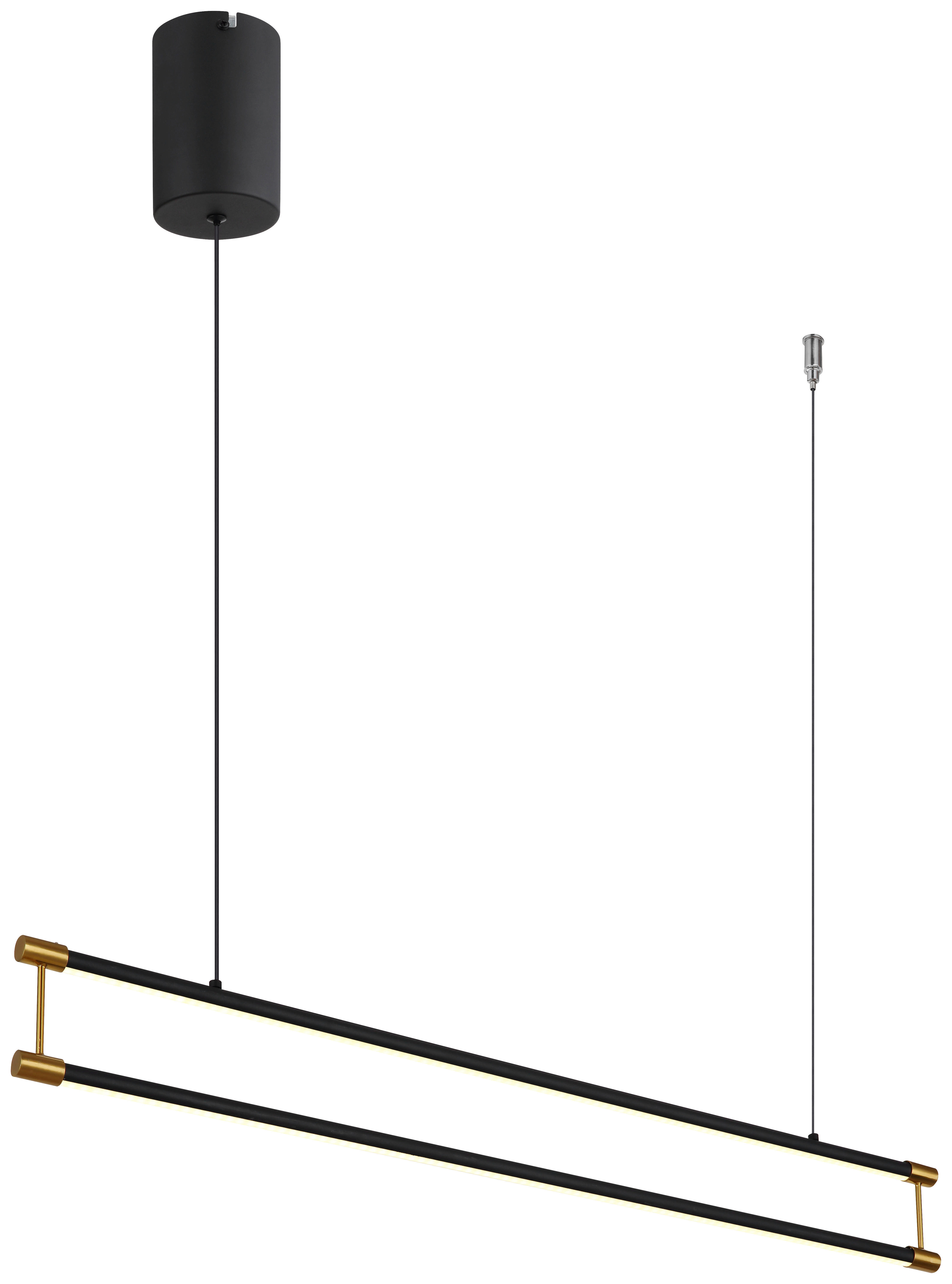 GLOBO LED-Pendelleuchte mattschwarz gold Opal Metall Kunststoff B/H/T: ca. 84x150x9 cm 1.0 Brennstellen KAYSON - gold/Opal (84,00/150,00/9,00cm) - GLOBO