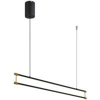 GLOBO LED-Pendelleuchte mattschwarz gold Opal Metall Kunststoff B/H/T: ca. 84x150x9 cm 1.0 Brennstellen KAYSON - gold/Opal (84,00/150,00/9,00cm) - GLOBO