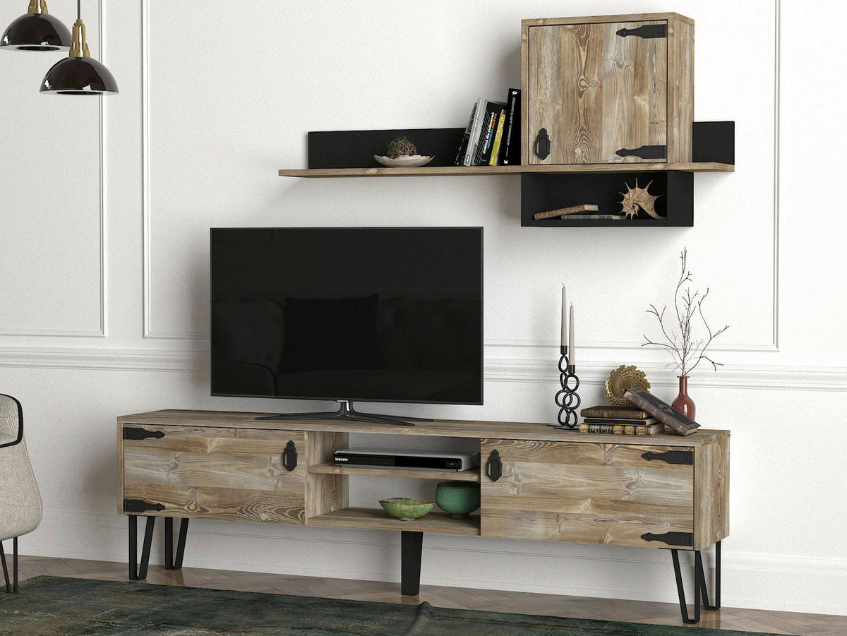 Wohnwand Costa Eiche Nachbildung B/H/T: ca. 180x49x29,5 cm Costa - Eiche (180,00/49,00/29,50cm) - moebel17