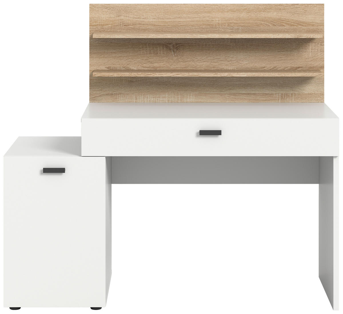 Schreibtisch Match weiß Eiche Sonoma Nachbildung B/H/T: ca. 130x117x54 cm Match - Eiche/weiß (130,00/117,00/54,00cm)