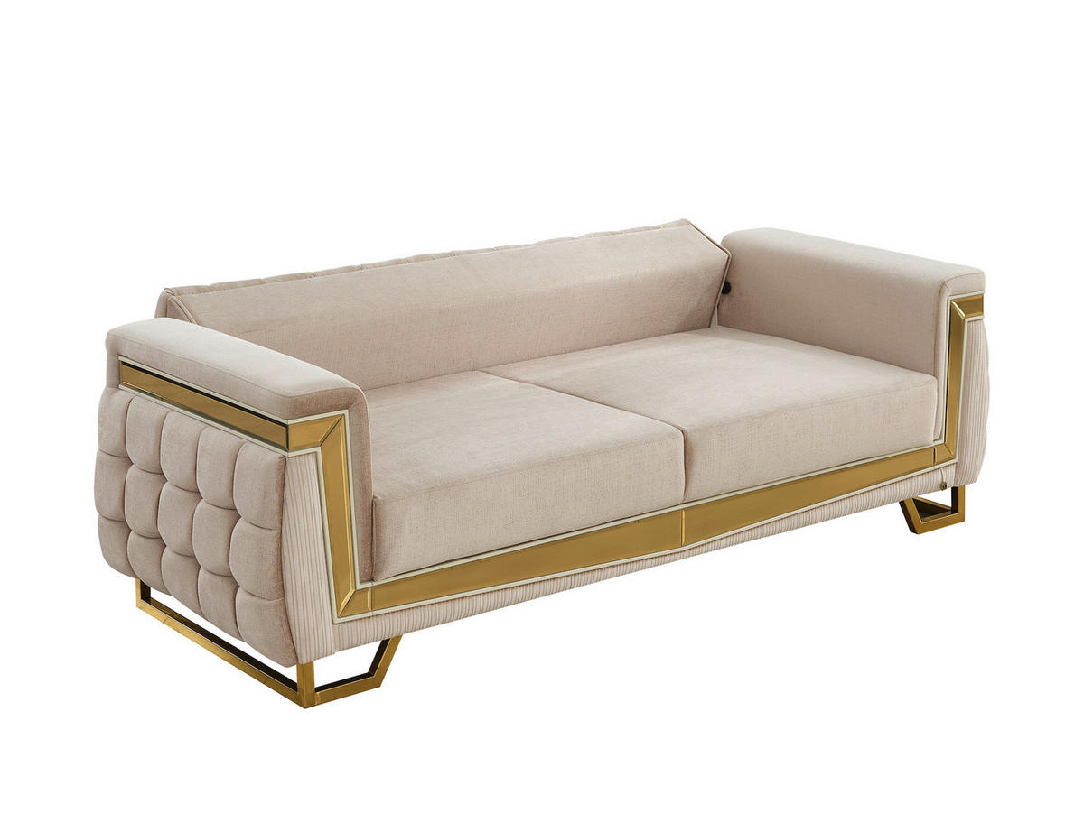 Sofa 3-2-1 Pera beige Webstoff Pera - gold/beige
