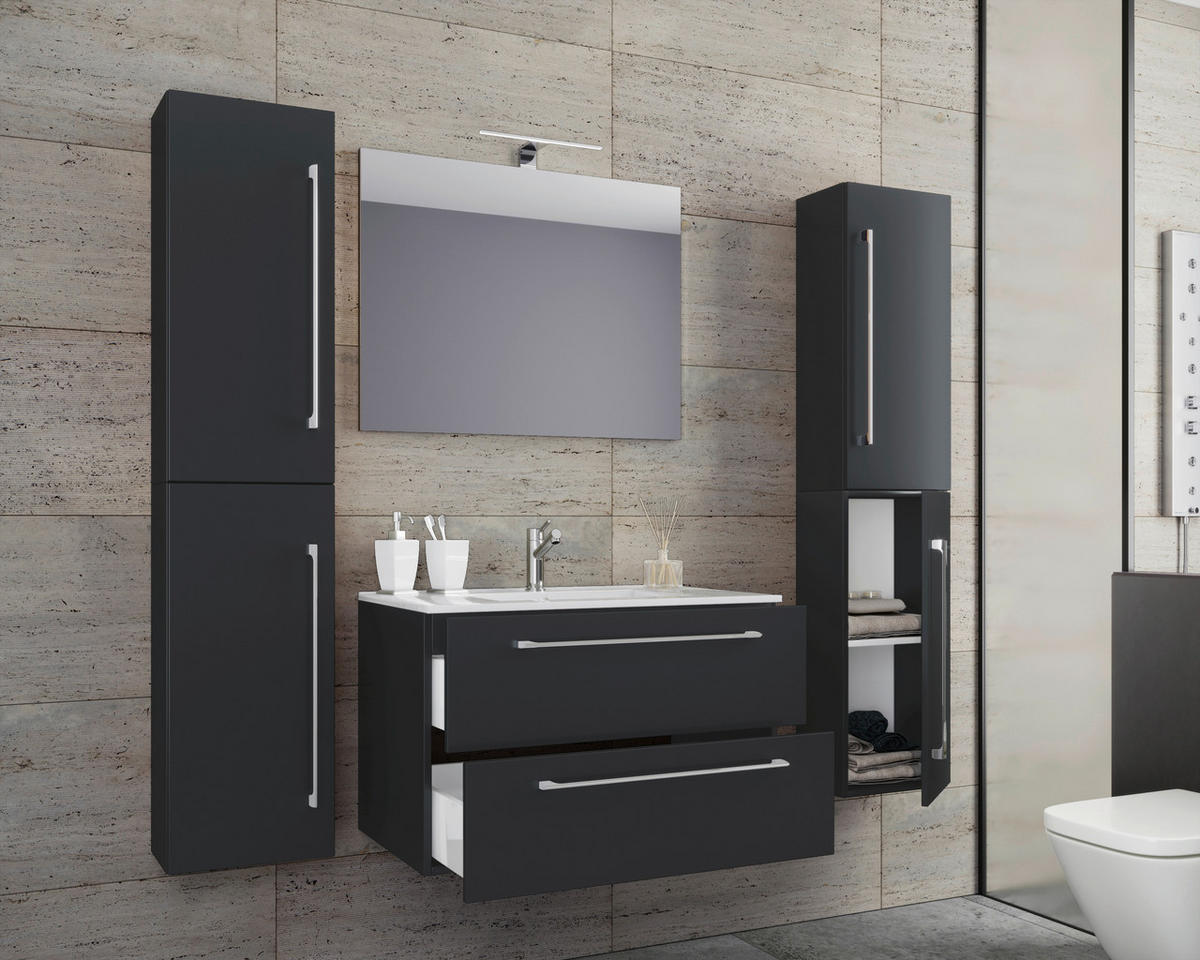 Waschplatz 5tlg-Badinos schwarz B/H/T: ca. 60x50x46 cm 5tlg-Badinos - schwarz (60,00/50,00/46,00cm) - VCM Möbel