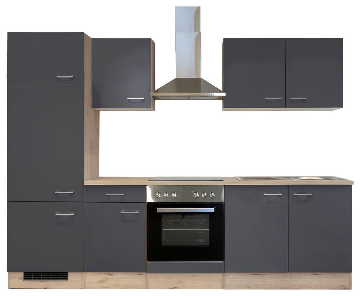 Flex-Well Küchenblock Morena Basalt matt B/H/T: ca. 270x200x60 cm Morena - Eiche/Basalt (270,00/200,00/60,00cm) - Flex-Well