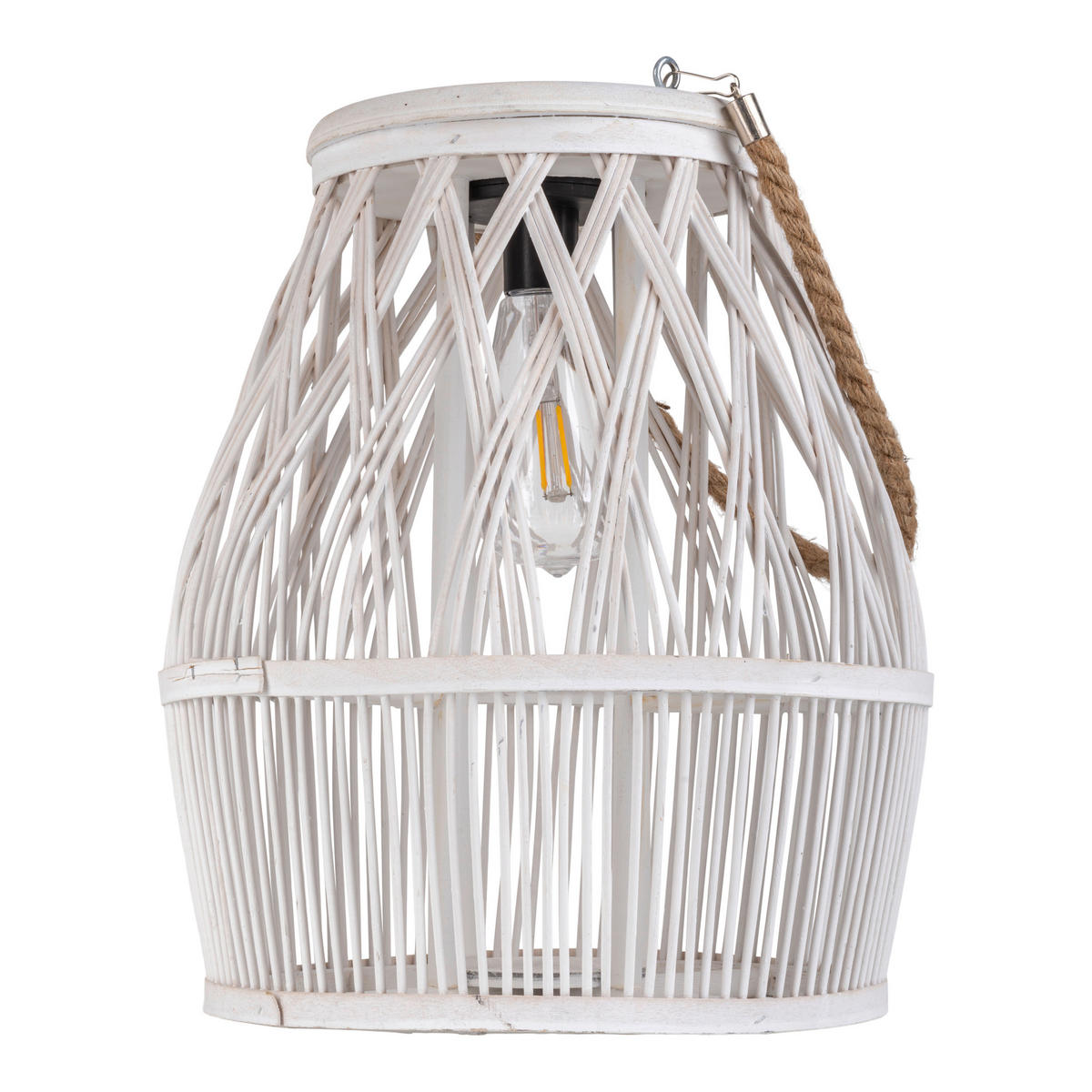 Solarleuchte 5307623 weiß Rattan Holz B/H/T: ca. 29x34x29 cm Korbinian - weiß (29,00/34,00/29,00cm) - Näve Leuchten