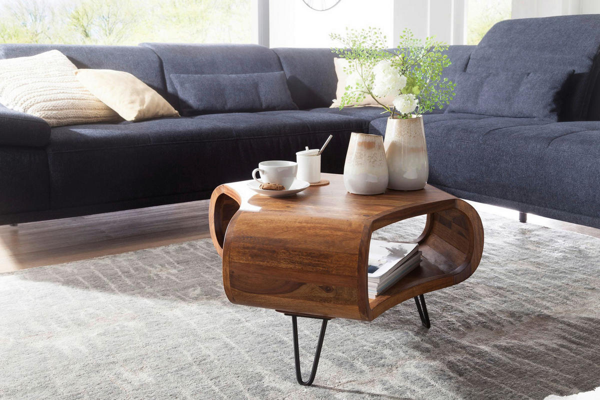 Couchtisch natur schwarz B/H/T: ca. 55x38x55 cm Couchtisch - natur/schwarz (55,00/38,00/55,00cm) - Wohnling