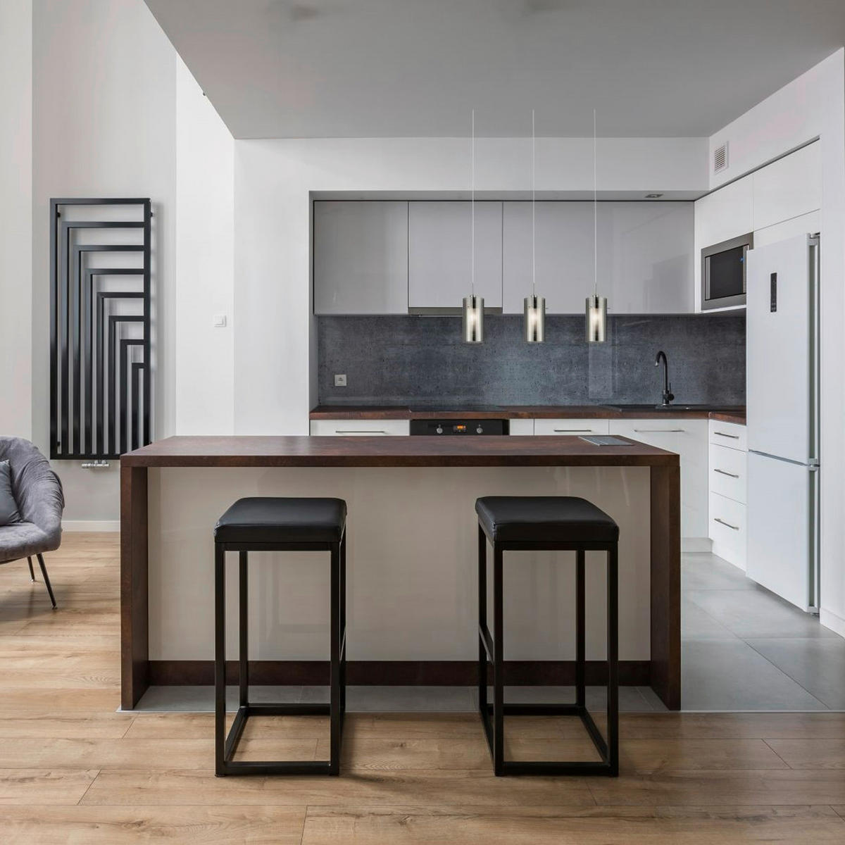 Searchlight Pendelleuchte silber Stahl Glas B/H/L: ca. 12x130x71 cm E14 3 Brennstellen Duo 2 - silber (71,00/12,00/130,00cm) - Searchlight