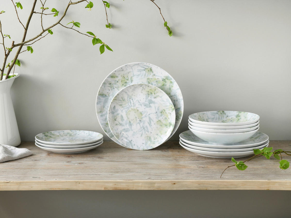CreaTable Tafelservice Tropical - Serie Home multicolor Porzellan 12 tlg. Tropical - Serie Home - multicolor - CreaTable