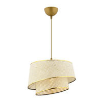 Opviq Pendelleuchte gold creme Stoff Metall B/H/L: ca. 32x65x32 cm E27 1 Brennstellen Barette Hazeran - gold/creme (32,00/32,00/65,00cm) - Opviq