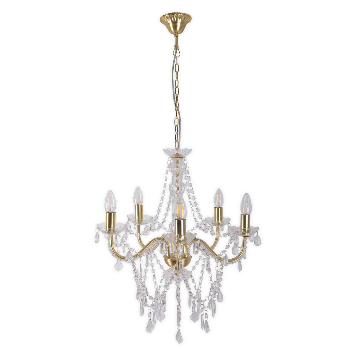 Näve Leuchten Pendelleuchte gold Metall Kunststoff B/H/T: ca. 52x85x52 cm E14 5 Brennstellen Cecilia - gold (52,00/85,00/52,00cm) - Näve Leuchten