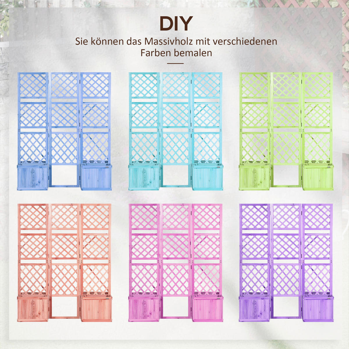 Outsunny Paravent mit Blumenkasten Paravent_mit_Blumenkasten - natur (133,00/62,00/165,00cm) - Outsunny