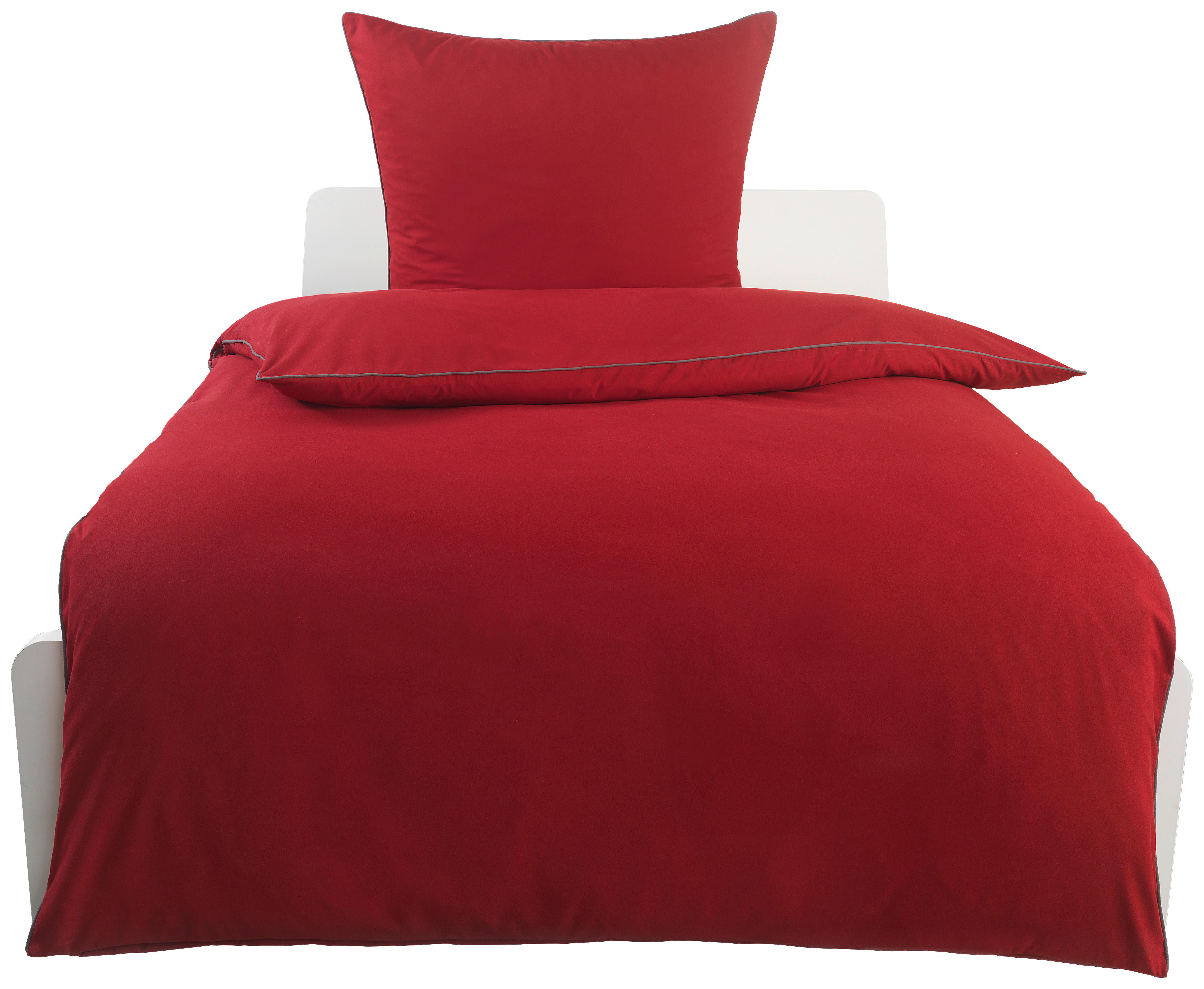 Microfaser Bettwäsche Bettwäsche_Microfaser_Biese - rot/grau (135,00/200,00cm)