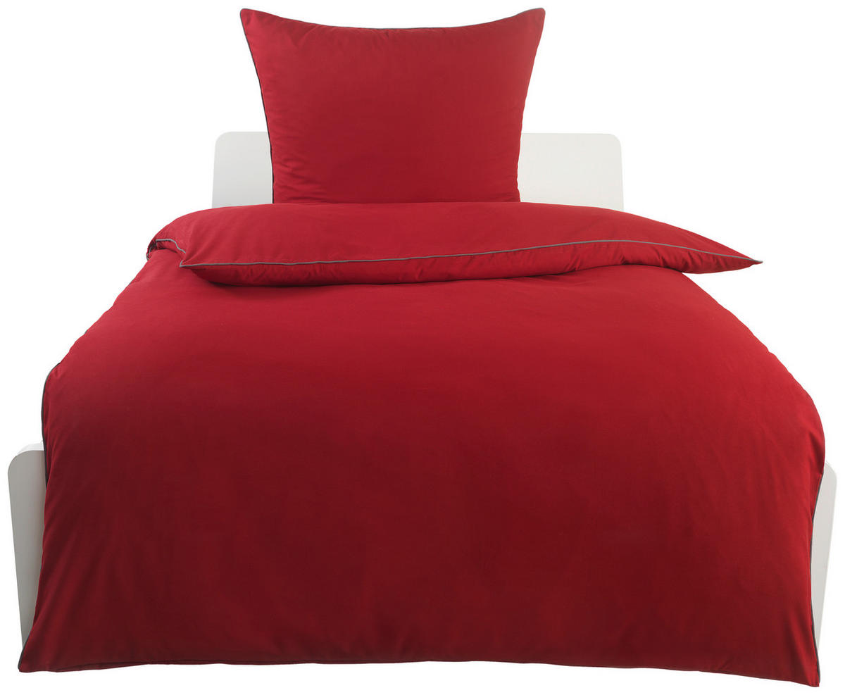 Microfaser Bettwäsche Bettwäsche_Microfaser_Biese - rot/grau (135,00/200,00cm)