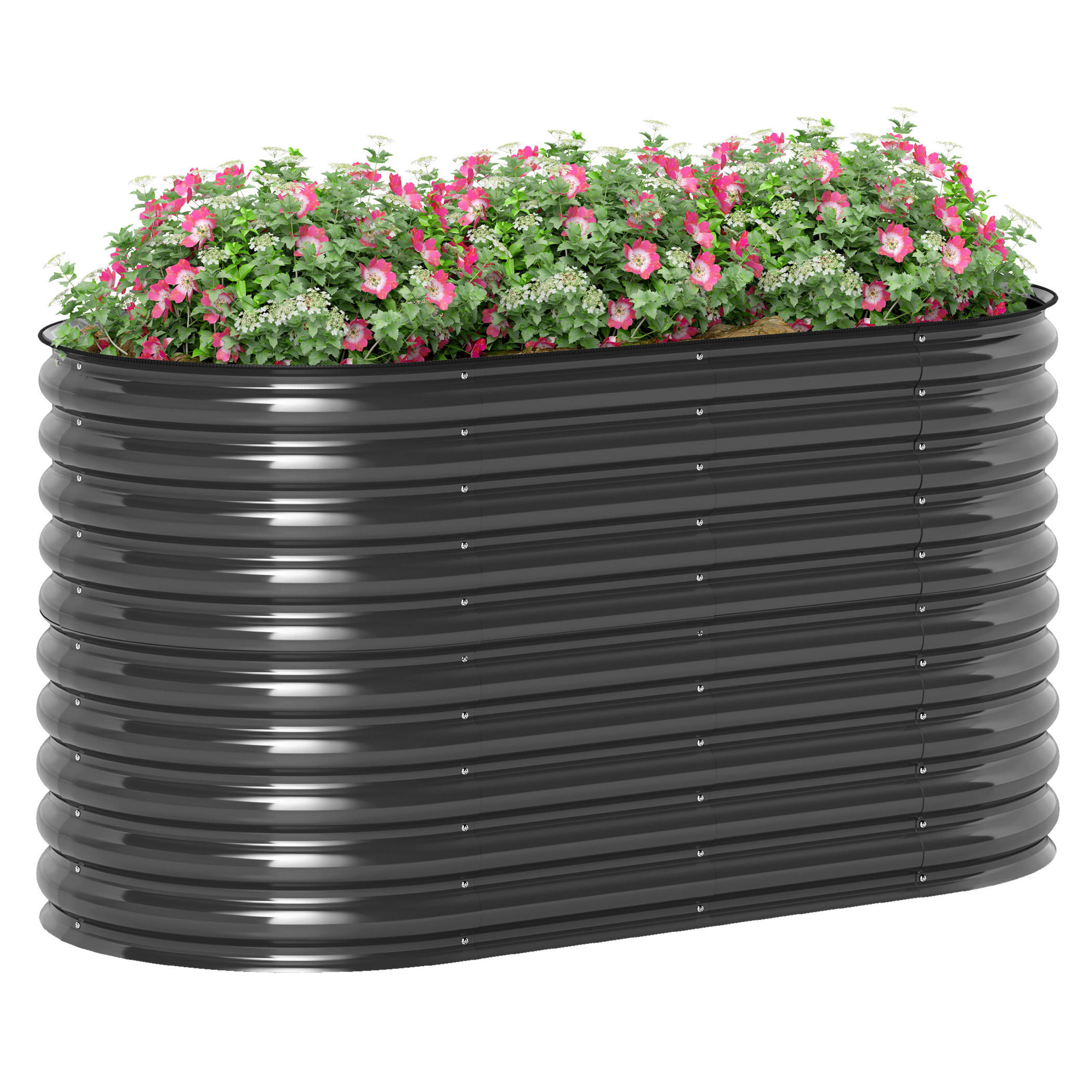 Outsunny Hochbeet dunkelgrau Stahl B/H/L: ca. 80x80x160 cm Hochbeet - dunkelgrau (160,00/80,00/80,00cm) - Outsunny