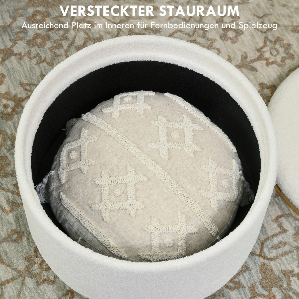 HOMCOM Hocker weiß B/H/L: ca. 56x56x42 cm Sitzhocker - weiß (42,00/56,00/56,00cm) - HOMCOM