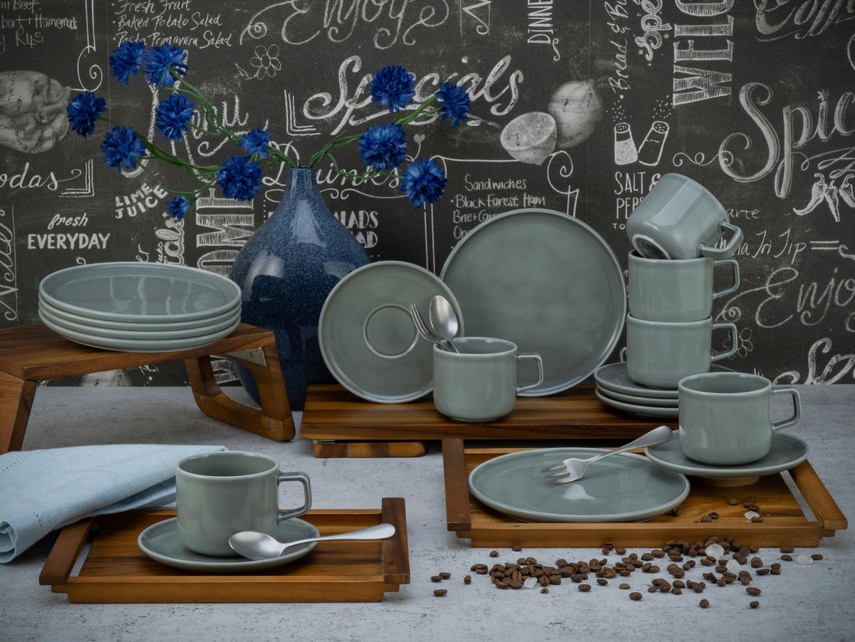 CreaTable Kaffeeservice Chef Collection grau Porzellan 18 tlg. Chef Collection - grau - CreaTable
