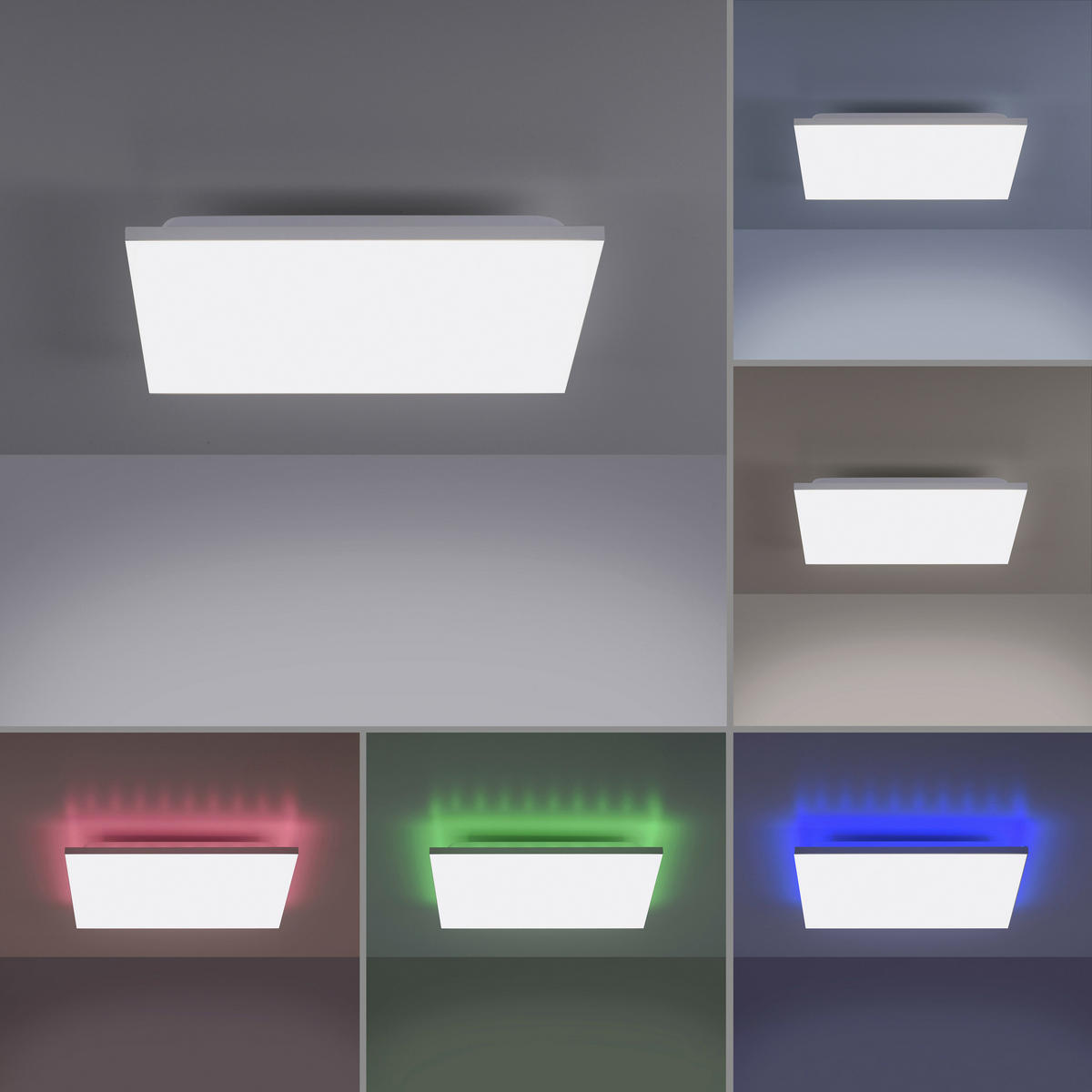Just Light Deckenleuchte 15600-16  Gustav weiß Aluminium Kunststoff Eisen B/H/L: ca. 45x7x45 cm Gustav - weiß (45,00/45,00/7,00cm) - Just Light