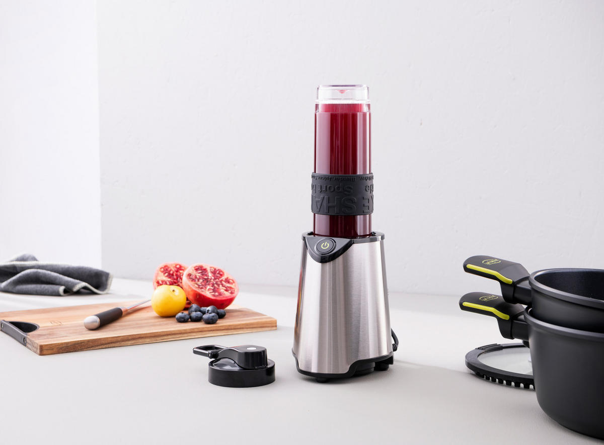 BERGNER Standmixer BG-51027-BK silber Kunststoff Silikon B/H/L: ca. 12x35x14 cm XTRA - silber (14,00/12,00/35,00cm) - BERGNER