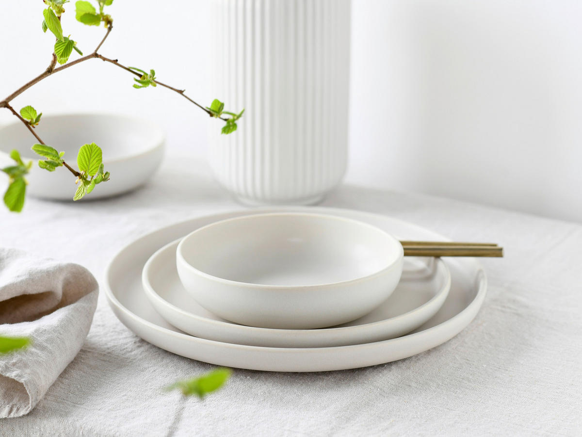 CreaTable Tafelservice Uno weiß Steinzeug 8 tlg. Uno - weiß - CreaTable