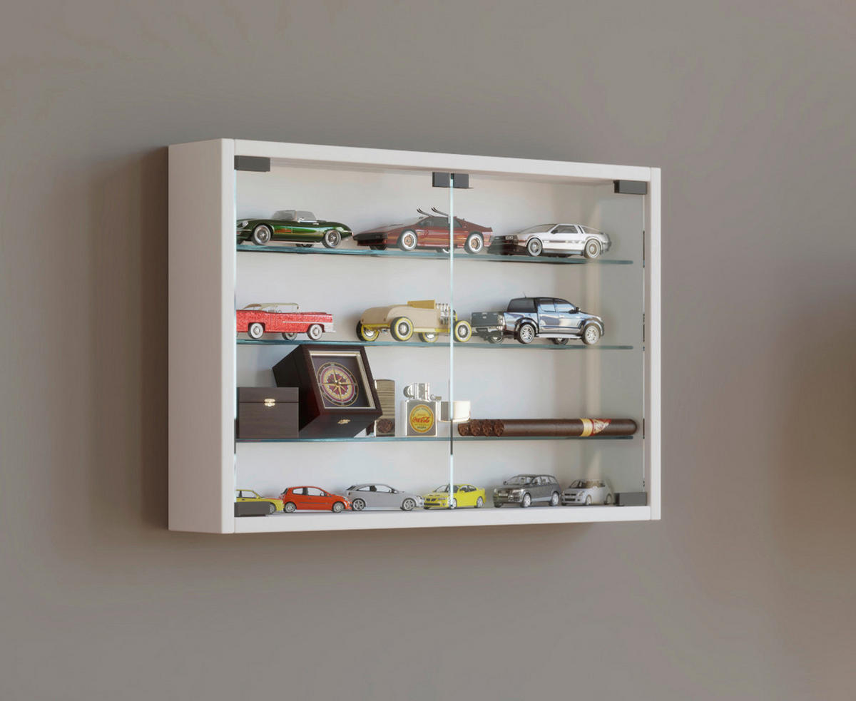 Vitrine Mandosa M weiß Holzwerkstoff Glas B/H/T: ca. 60x40x10 cm Mandosa M - weiß (60,00/40,00/10,00cm) - VCM Möbel