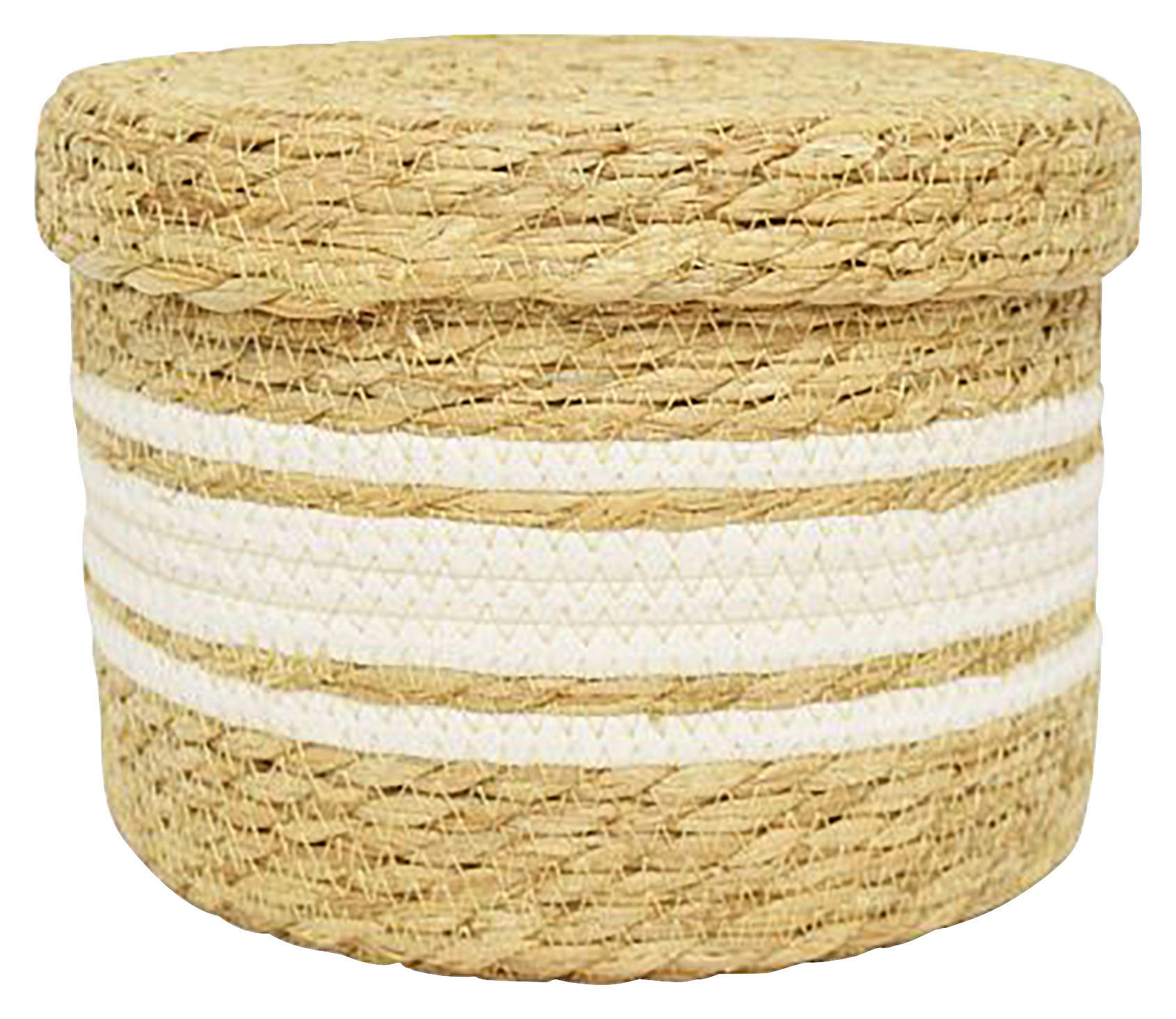 Korb Korb_mit_Deckel_L - weiß/natur (21,00/30,00/30,00cm)